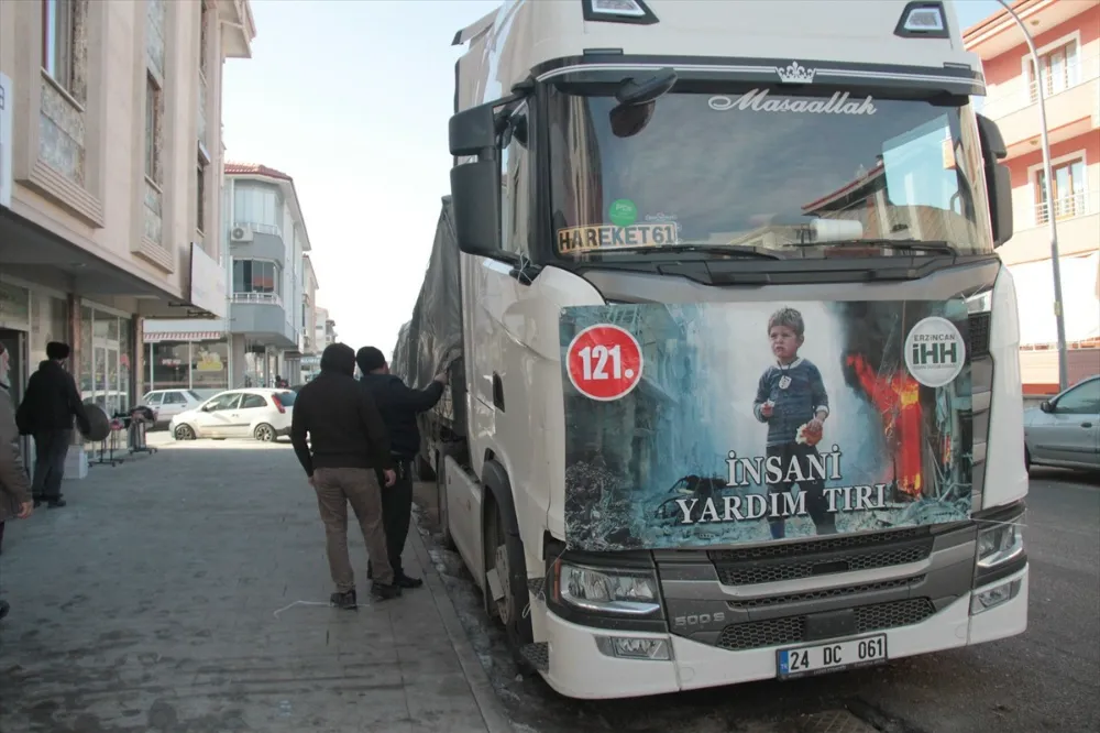 Erzincan’dan Suriye’ye Yardım Tırı Dualarla Uğurlandı